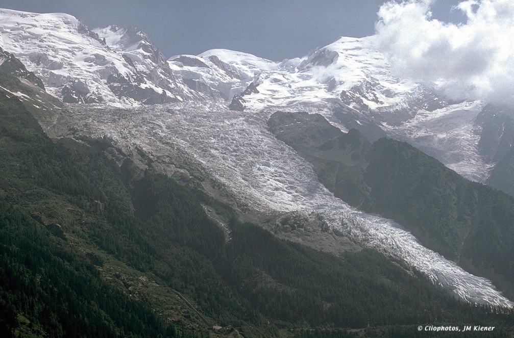 Le glacier des Bossons, massif du Mont-Blanc