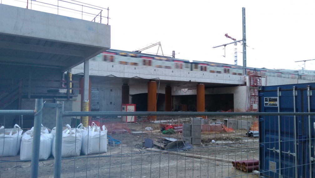 Construction de la nouvelle gare Rosa Park, RER E,  au coeur de Paris Nord-Est, 19e