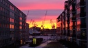 Coucher de soleil sur le port d'Helsinki